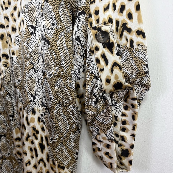CAROLINE ROSE Vintage 100% Silk Long Tunic Blouse Top Shirt Leopard Snakeskin L - Picture 9 of 17